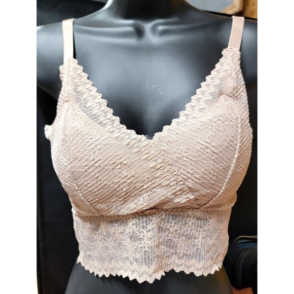 Jady K Skye Mocha Sassy Lace Bralette  Scalloped Edges Adj Straps Women S/M - Picture 2 of 10